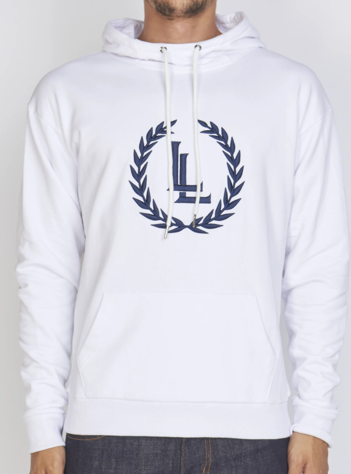 Locked & Loaded Hoodie - Crest Pullover - White and Navy - LLCH602 men hoody by Locked & Loaded | BLVD