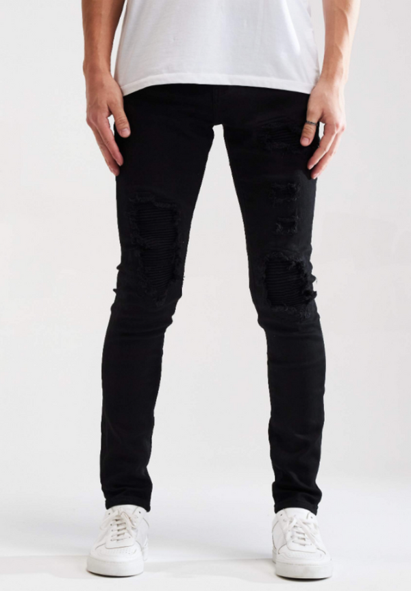 Men's Embellish Spencer Rip and Repair Jeans Black - BLVD
