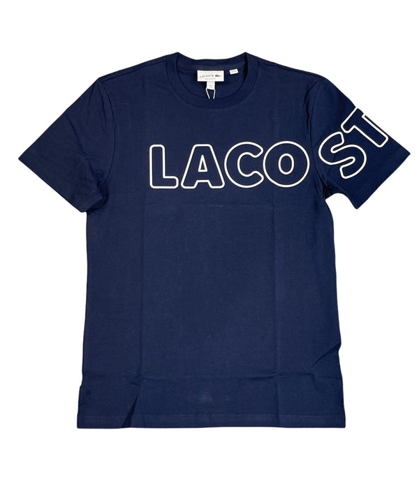 Men's Heritage Branded Crew Neck Flecked Cotton T-Shirt Navy MEN Tees by Lacoste | BLVD