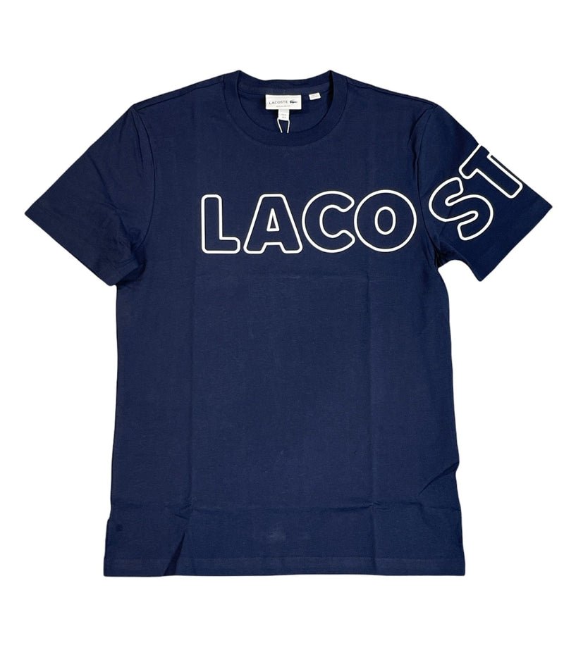 Men's Heritage Branded Crew Neck Flecked Cotton T-Shirt Navy MEN Tees by Lacoste | BLVD