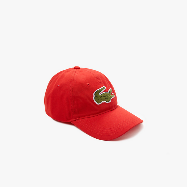 Men's Lacoste Contrast Strap And Oversized Crocodile Cotton Cap Inf Red F8M ONE SIZE HATS by Lacoste | BLVD