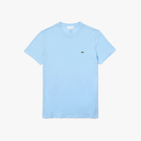 Men’s Lacoste Crewneck Pima Cotton Jersey T-shirt Baby Blue Hbp - BLVD