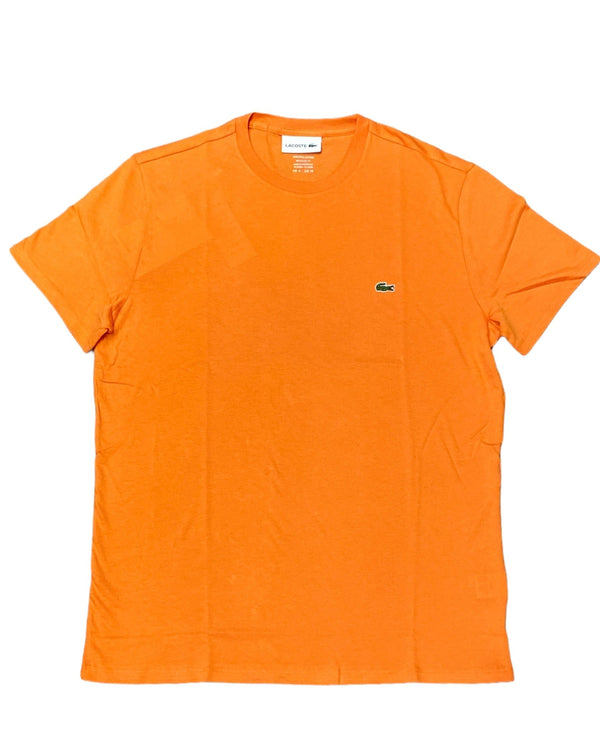Men’s Lacoste Crewneck Pima Cotton Jersey T-shirt Orange Tv1 - BLVD