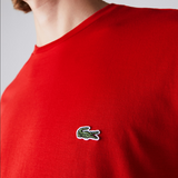 Men’s Lacoste Crewneck Pima Cotton Jersey T-shirt Red 240 - BLVD