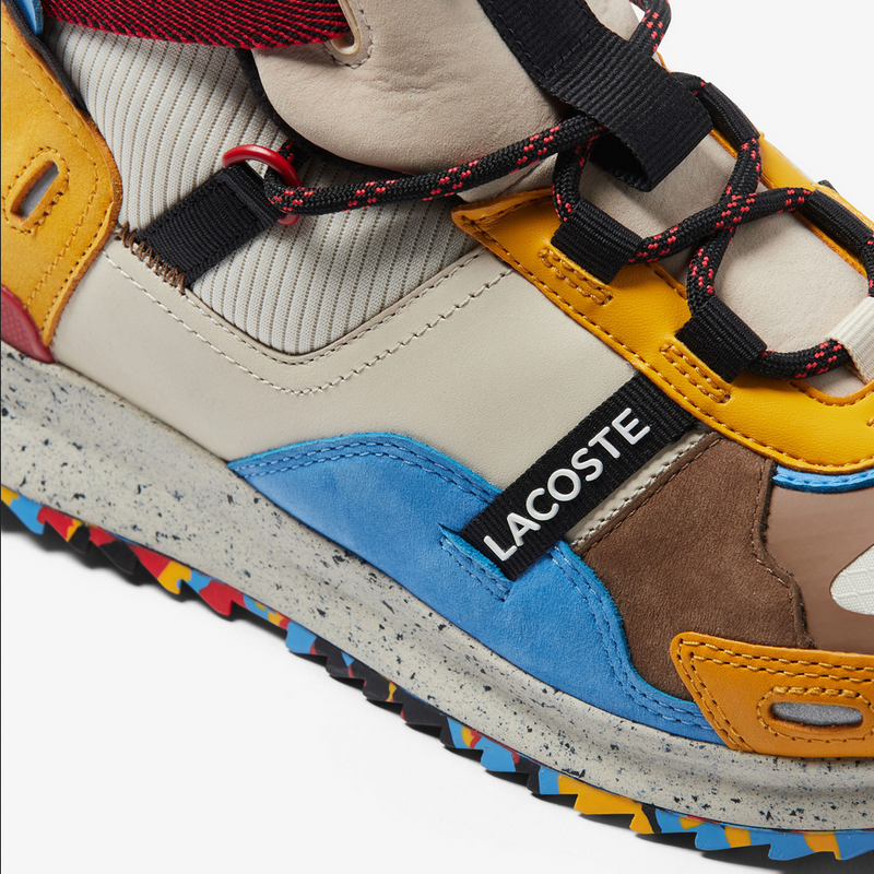 Men's Lacoste Run Breaker Leather Color-Pop Outdoor Shoe Off White & Brown MEN SHOES by lacoste | BLVD