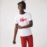 Men's Lacoste SPORT 3D Print Crocodile Breathable Jersey T-shirt White Red MEN Tees by Lacoste | BLVD