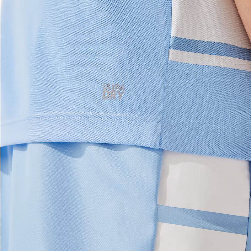 Men's Lacoste SPORT Graphic Bands Crew Neck Piqué T-shirt & Striped Shorts Set Blue White MEN SHORTS SET by Lacoste | BLVD