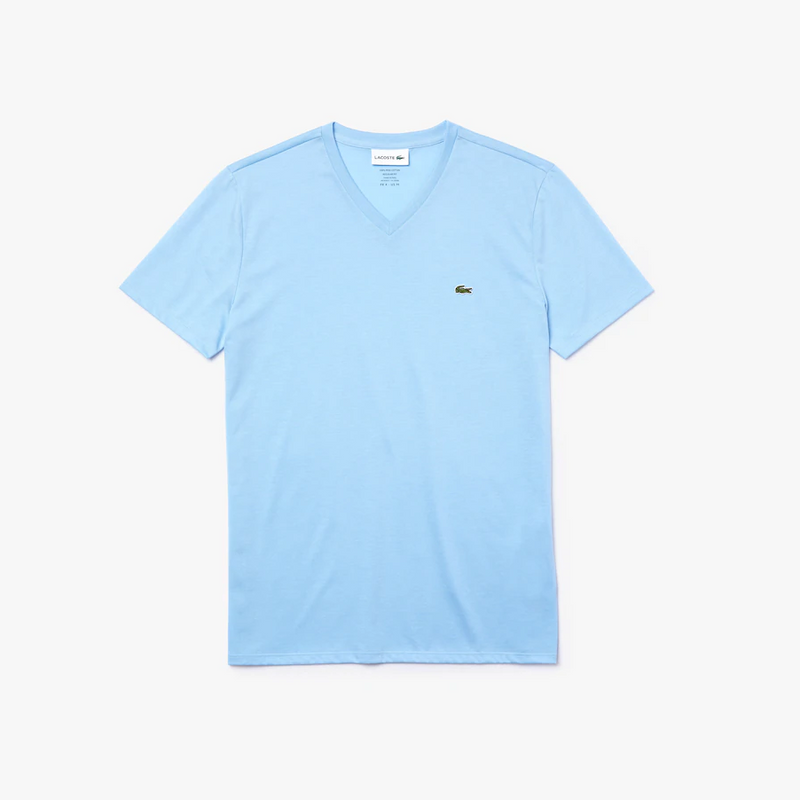Men’s Lacoste V-neck Pima Cotton Jersey T-shirt Baby Blue HBP - BLVD