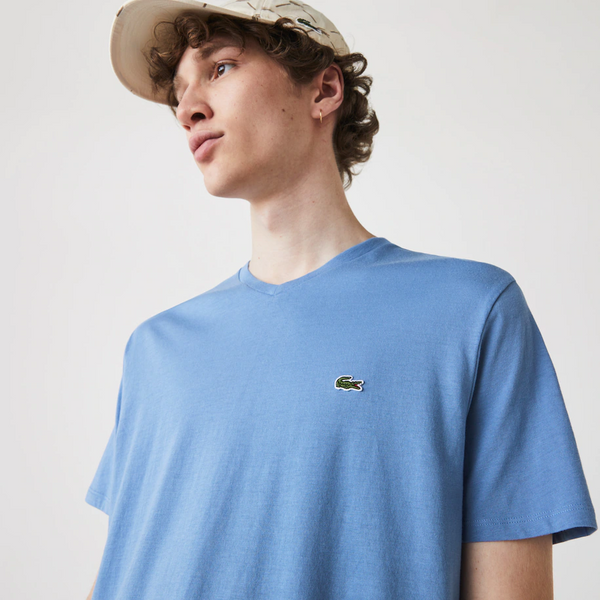Men’s Lacoste V-neck Pima Cotton Jersey T-shirt Blue 776 - BLVD