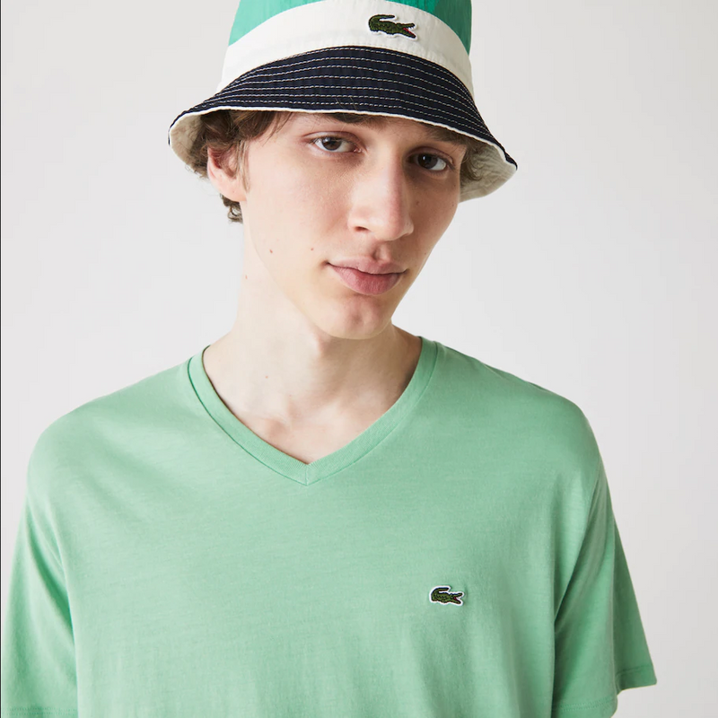 Men’s Lacoste V-neck Pima Cotton Jersey T-shirt Green Ttf - BLVD