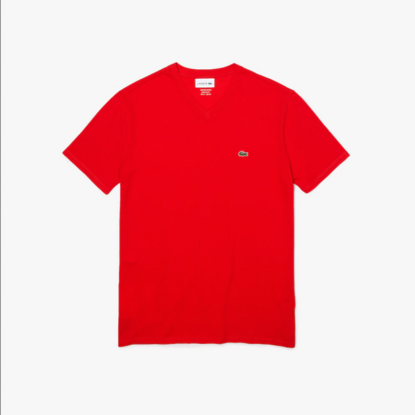Men’s Lacoste V-neck Pima Cotton Jersey T-shirt Inf Red F8m - BLVD