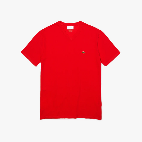 Men’s Lacoste V-neck Pima Cotton Jersey T-shirt Inf Red F8m - BLVD