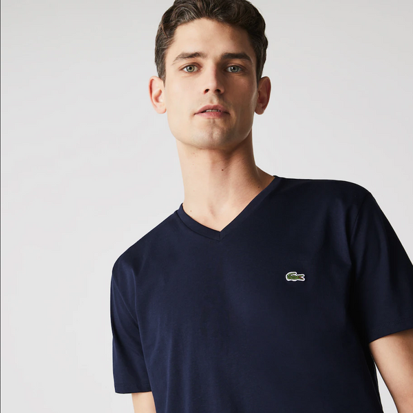 Men’s Lacoste V-neck Pima Cotton Jersey T-shirt Navy 166 - BLVD