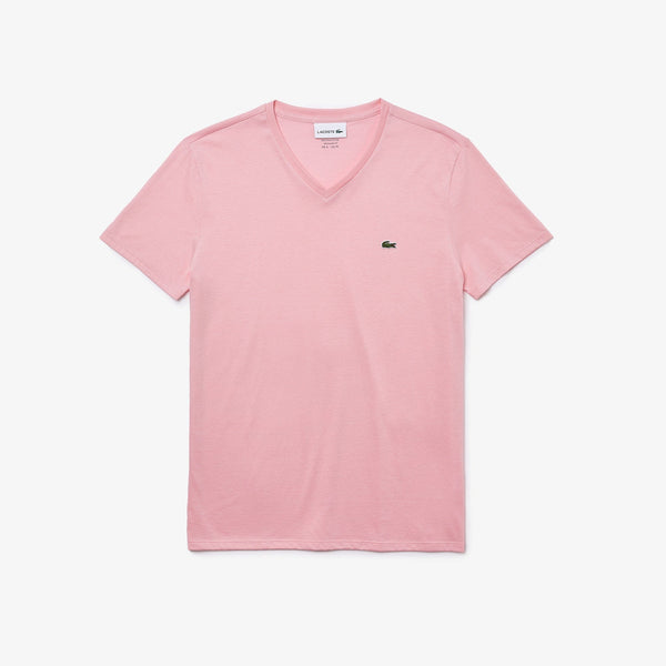 Men’s Lacoste V-neck Pima Cotton Jersey T-shirt Pink 7Sy MEN Tees by Lacoste | BLVD