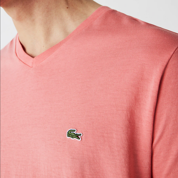 Men’s Lacoste V-neck Pima Cotton Jersey T-shirt Pink F9c - BLVD