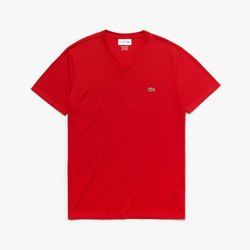 Men’s Lacoste V-neck Pima Cotton Jersey T-shirt Red 240 - BLVD