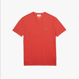 Men’s Lacoste V-neck Pima Cotton Jersey T-shirt Red Cratr 67G - BLVD