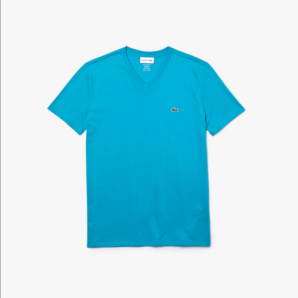 Men’s Lacoste V-neck Pima Cotton Jersey T-shirt Turquoise Hdb - BLVD