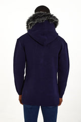 One In A Million Hooded Long Sleeve Cardigan Sweater Night Sky/ Navy Men Cardigan by One in a Million | BLVD