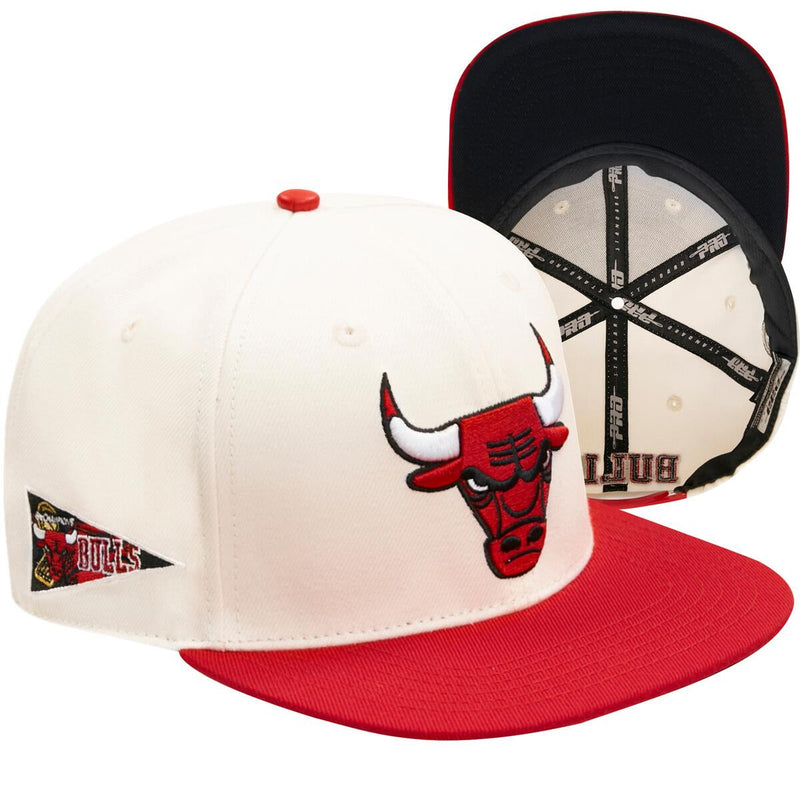 Pro Standard - Chicago Bulls Retro Classic Primary Logo Wool Snapback Hat - Eggshell / Red ONE SIZE HATS by Pro Standard | BLVD