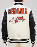Pro Standard Cincinnati Bengals Retro Classic Rib Wool Varsity Jacket - Eggshell Black men Jacket by Pro Standard | BLVD