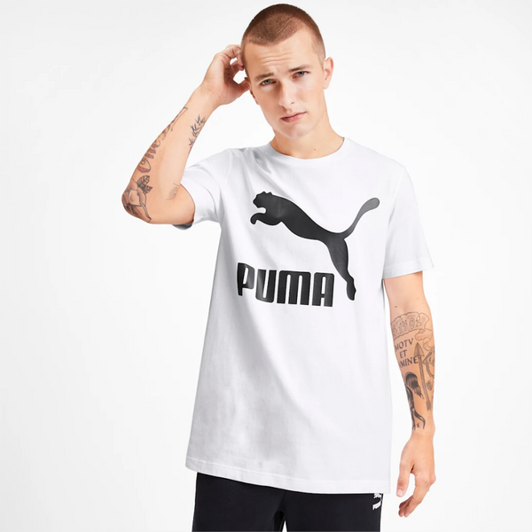 Puma Classics Men's Logo Tee White & Black - BLVD