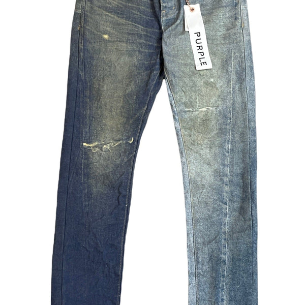 Purple Brand Jeans P001 Low Rise Skinny Dirty Mid-dark Indigo Printed Denim  P001-dmip222