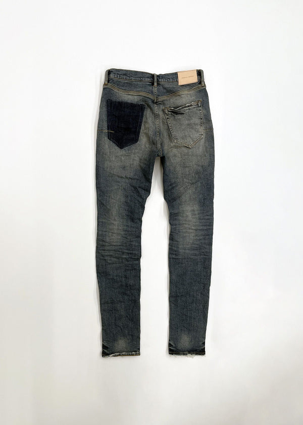 Purple Brand Jeans P001 Low Rise Skinny Indigo Four Pocket Destroy W Silicone Outline P001-fpin222 MEN JEANS by Purple Brand | BLVD