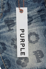 Purple Brand Jeans Short Half Monogram Print - Black On Indigo P020-mbi - BLVD