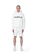 Purple Brand Men Sweatshort French Terry Short Brilliant White - P451-FSWC223 Men Shorts by Purple Brand | BLVD
