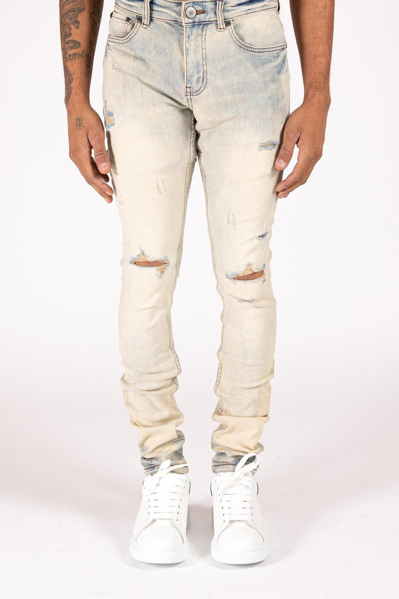 Serenede 'CHALK'' Jeans Bleached tan with a Light Blue Base MEN JEANS by Serenede | BLVD