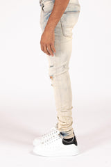 Serenede 'CHALK'' Jeans Bleached tan with a Light Blue Base MEN JEANS by Serenede | BLVD