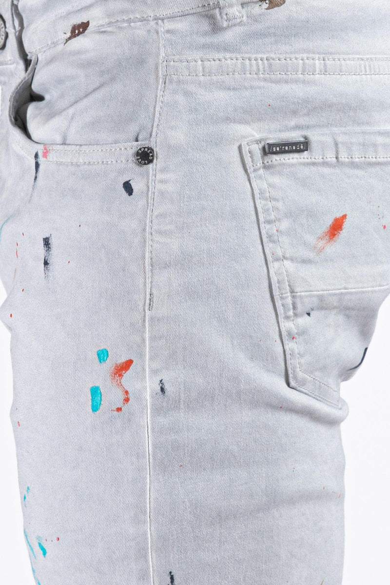 Serenede 'ZENOS WORD'' jeans Light Grey W Paint MEN JEANS by Serenede | BLVD