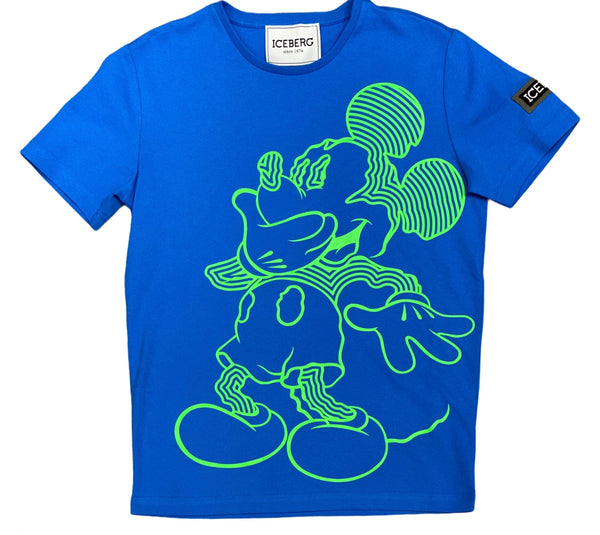 Turquoise Iceberg T-shirt With Fluro-green Mickey Mouse - BLVD