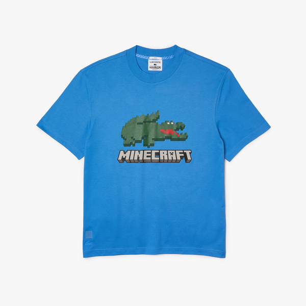 Unisex Lacoste x Minecraft Print Organic Cotton T-Shirt Blue L99