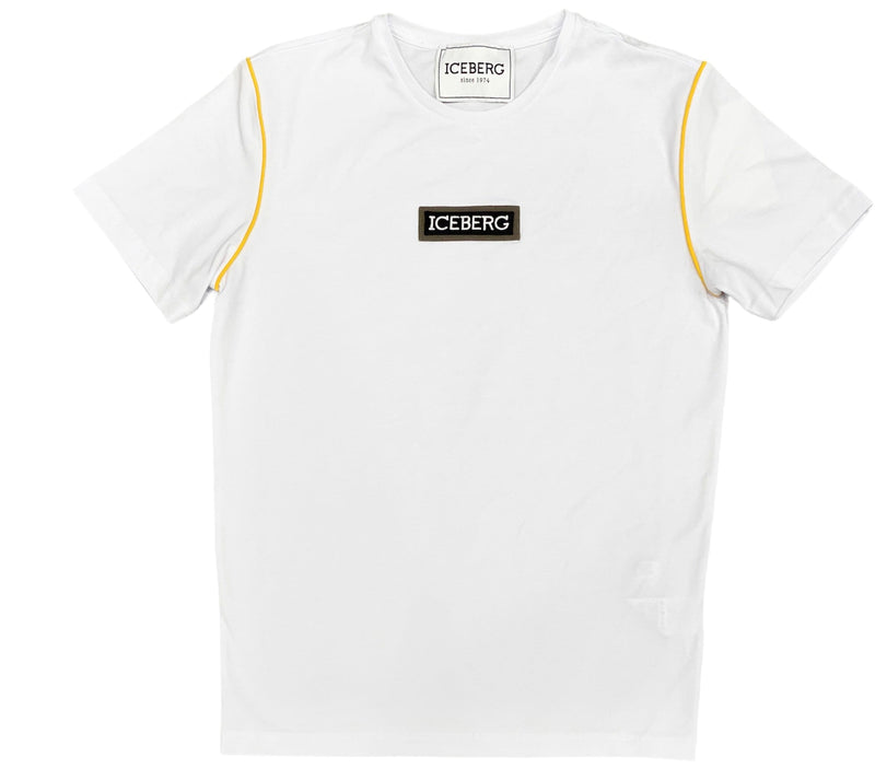 White Iceberg T-shirt With Yellow Piping - BLVD